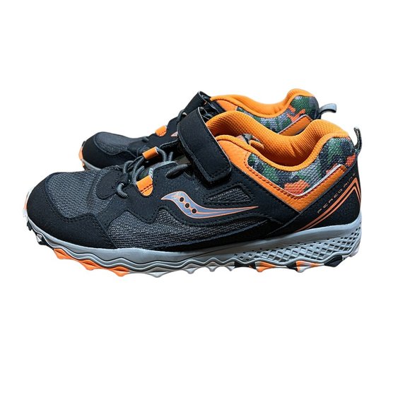 Saucony Peregrine Shield 2 A/C Sneaker Black/Orange Big Kid's Size 7W - Picture 2 of 6